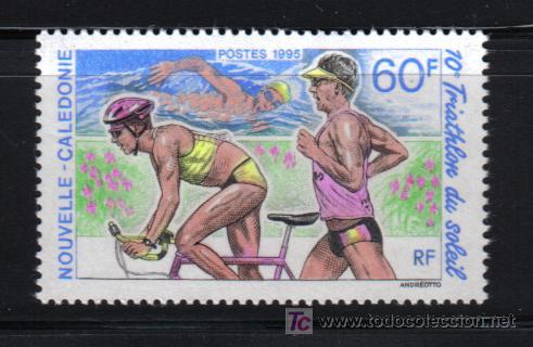Timbres: NUEVA CALEDONIA TRIATL&Oacute;N DEPORTE CICLISMO NATACI&Oacute;N ATLETISMO