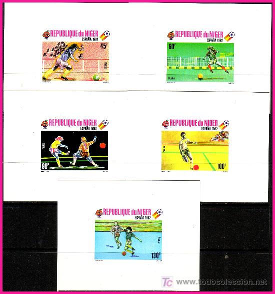 Selos: F&Uacute;TBOL MUNDIAL ESPA&Ntilde;A&acute;82 N&iacute;ger, SERIE FONDO BLANCO, CARTULINA