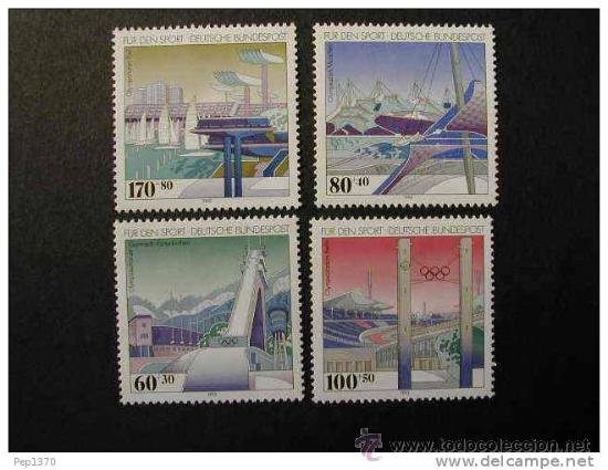 Sellos: ALEMANIA 1993 PARA EL DEPORTE INSTALACIONES DEPORTIVAS 4 SELLOS YVERT 1482-1485
