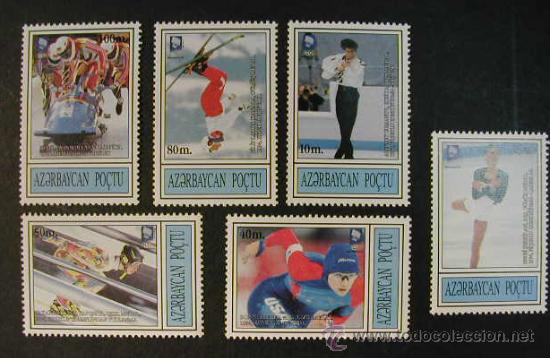 Selos: AZERBAIJAN 1995 JUEGOS OLIMPICOS DE LILLEHAMMER MEDALLAS YVERT 196 - 201