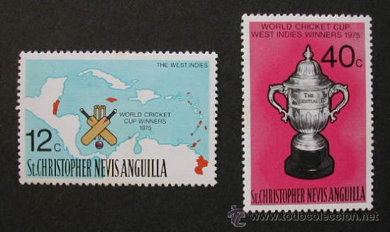 Timbres: SAN CRISTOBAL NEVIS Y ANGUILLA 1975 CAMPEONATO DEL MUNDO DE CRICKET Yvert 338/339