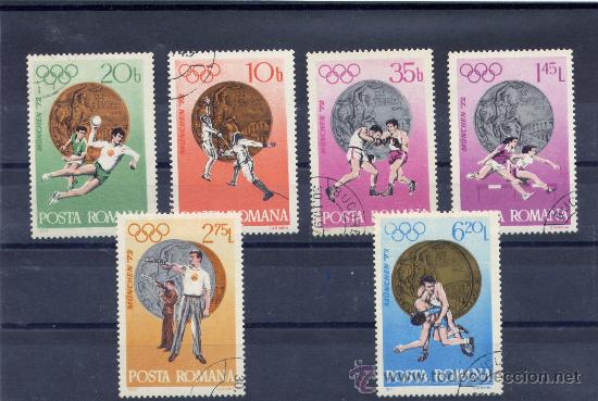 Selos: ++ RUMANIA / ROMANIA / ROUMANIE a&ntilde;o 1972 yvert nr.2720/25 usada Medallas J.O. Munich