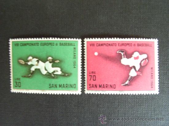 Sellos: BEISBOL. SAN MARINO N&ordm; YVERT 637/8*** A&Ntilde;O 1964 8&ordm; CAMPEONATO DE EUROPA DE BEISBOL, EN MILAN