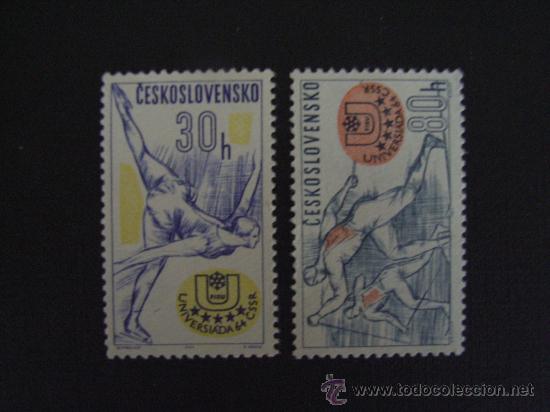 Sellos: CHECOSLOVAQUIA N&ordm; YVERT 1318/9*** A&Ntilde;O 1964.OLIMPIADAS UNIVERSITARIAS. ESQUI Y PATINAJE