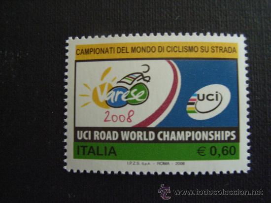 Selos: CICLISMO.  ITALIA N&ordm; YVERT 3029*** A&Ntilde;O 2008 . CAMPEONATO MUNDO CICLISMO EN CARRETERA, EN VARESE