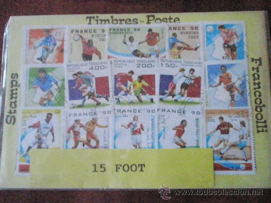 Briefmarken: lote de 15 sellos conmemorativos del mundial de futbol de francia '98,comprados en francia en 1998