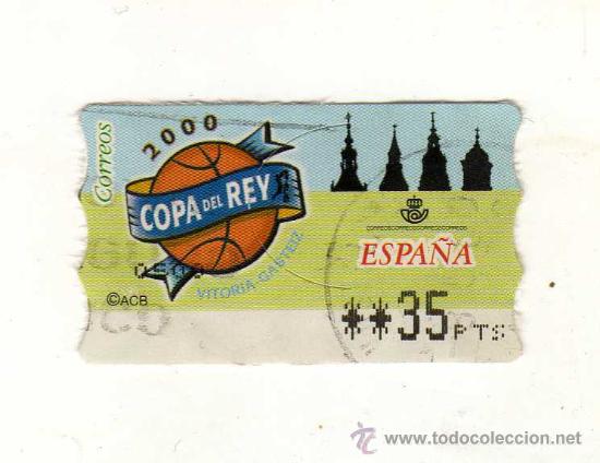 Francobolli: SELLO USADO DE VALOR VARIABLE DEDICADO A LA COPA DEL REY DE BASKET DEL A&Ntilde;O 2000 CELEBRADA EN VITORI