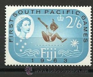 Selos: ATLETISMO  ISLAS FIDJI FIJI 5&ordm; JUEGOS PACIFICO SUR  1963 SLTO LONGITUD
