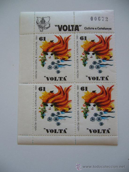 Sellos: Hoja Bloque 4 sellos. 61 Volta Ciclista a Catalunya. Sin Matasellar. A&ntilde;o 1981.