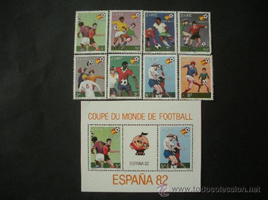 Sellos: Zaire 1981 Ivert 1043/50 y HB 25 *** Campeonato del Mundo de Futbol - España-82 - Deportes - Foto 1 - 33408589