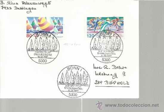 Sellos: ALEMANIA MAT BONN VELA BARCO SELLOS VELA ESQUI SKI DEPORTE