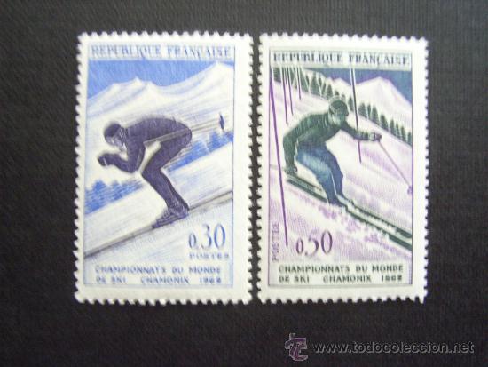 Francobolli: FRANCIA ,N&ordm; YVERT 1326/7***A&Ntilde;O 1962. DEPORTE. CAMPEONATO DEL MUNDO DE ESQUI, EN CHAMONIX