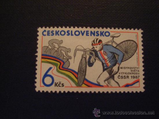Selos: CHECOSLOVAQUIA, N&ordm; YVERT 2707*** A&Ntilde;O 1987.DEPORTE.CAMPEONATO MUNDO DE CICLO-CROSS.