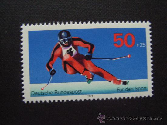 Selos: ALEMANIA FEDERAL N&ordm; YVERT  805*** A&Ntilde;O 1978. DEPORTE. ESQUI