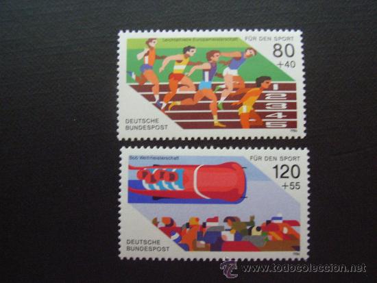 Selos: ALEMANIA FEDERAL N&ordm; YVERT  1101/2*** A&Ntilde;O 1986. PRO DEPORTE.ATLETISMO Y BOBSLEIGH