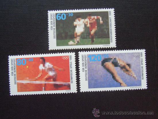 Sellos: ALEMANIA FEDERAL N&ordm; YVERT  1185/7*** A&Ntilde;O 1988 ACONTECIMIENTOS DEPORTIVOS DE 1988