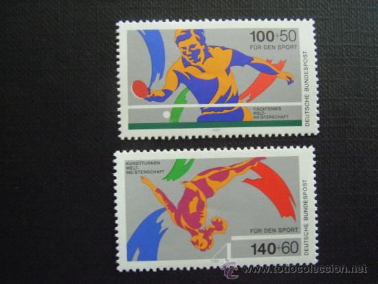 Timbres: ALEMANIA FEDERAL N&ordm; YVERT  1240/1*** A&Ntilde;O 1989. PRO DEPORTE. ACONTECIMIENTOS DEPORTIVOS DEL A&Ntilde;O 1989