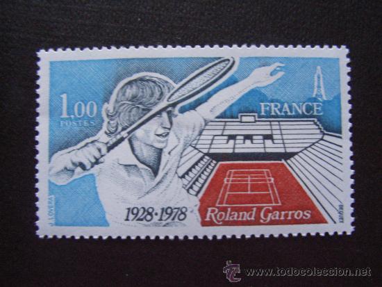 Selos: TENIS.  FRANCIA ,N&ordm; YVERT 2012***A&Ntilde;O 1978. 50 ANIVERSARIO  ESTADIO ROLAND GARROS