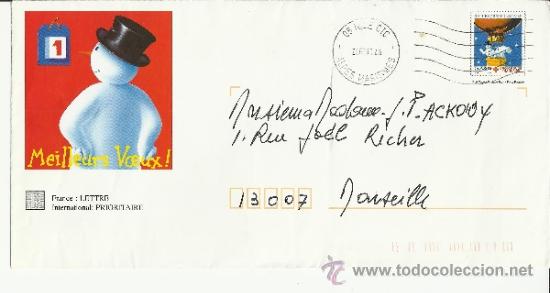 Selos: FRANCIA ENTERO POSTAL NAVIDAD MU&Ntilde;ECO DE NIEVE GLOBO MAT NICE