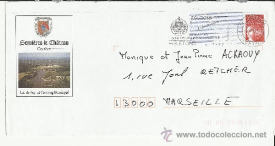 Selos: FRANCIA ENTERO POSTAL SERVIERES LE CHATEAU LAGO Y CAMPING MAY EGLETONS