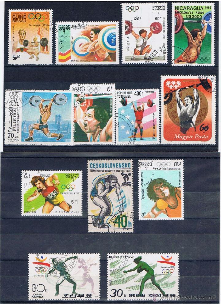 Briefmarken: mini lote 14 sellos usados lanzamiento y alzamiento de peso