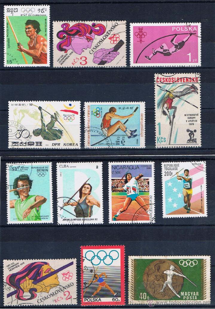 Briefmarken: mini lote 13 sellos usados salto pertiga lanzamiento de jabalina