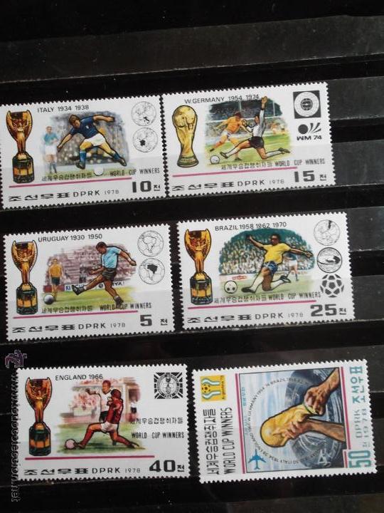Timbres: Korea del Norte. Vencedores en la Copa Mundial de F&uacute;tbol (6)**. 1978. Sellos nuevos y numeraci&oacute;n Yve
