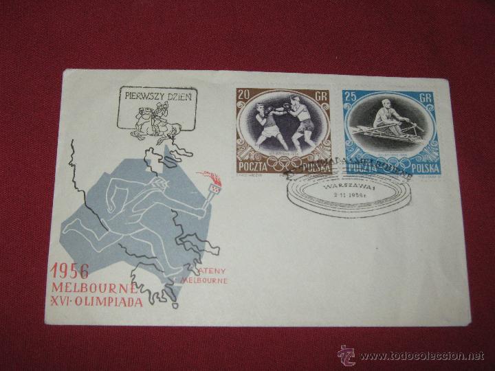 Briefmarken: POLONIA A&Ntilde;O 1956 - SOBRE CON DOS SELLOS DE DEPORTES - BOXEO - REMO