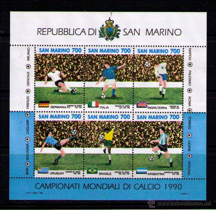 Timbres: SAN MARINO 1990 - CAMPEONATO DEL MUNDO DE FUTBOL ITALIA '90 - YVERT BLOCK N&ordm; 16