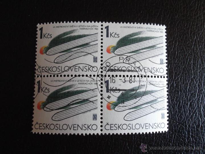 Timbres: Checoslovaquia. 2529 Campeonato del mundo de salto de ski en Harachov en bloque de cuatro. 1983. Sel
