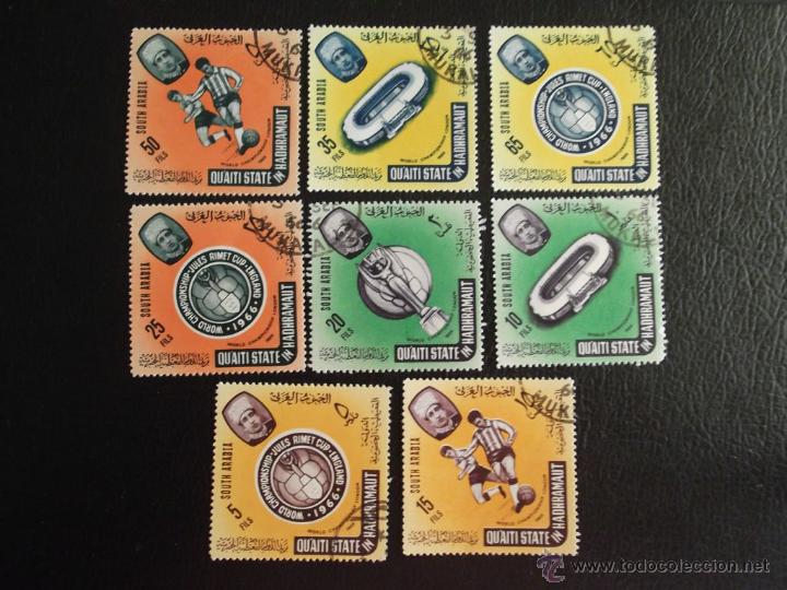 Briefmarken: Arabia del Sur - Q'aiti (Hadramaout). 65/72 Copa Mundial F&uacute;tbol en Londres. Sult&aacute;n Awad y emblemas,
