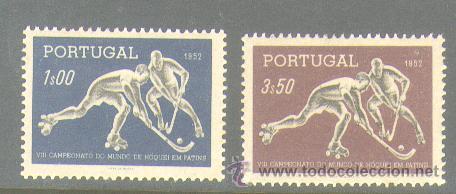 Sellos: Portugal * & 8&ordm; Campeonato do Mundo de H&oacute;quei em Patins 1952 (751)
