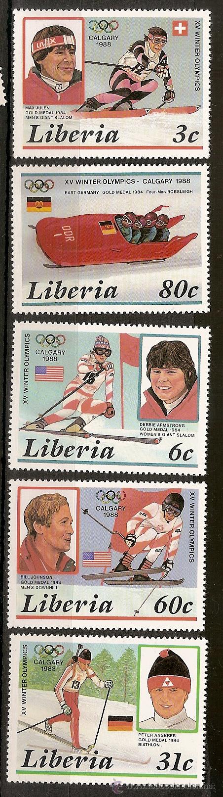 Selos: Lib&eacute;ria & XV Jogos Olimpicos de Calgary 1988 (1355)