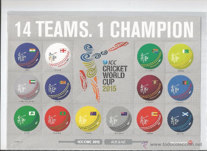 Selos: New Zealand 2015 - ICC Cricket World Cup 2015 souvenir sheet mnh