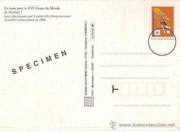 Briefmarken: Francia & Postal M&aacute;ximo, Campeonato do Mundo de Futebol 1998  Esp&eacute;cimen (2)