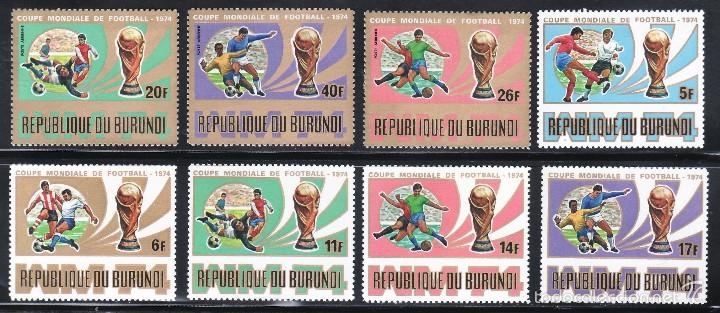 Selos: SELLOS DEPORTES FUTBOL. BURUNDI 1974 Copa de F&uacute;tbol 1974 612/6+A-319 8v.