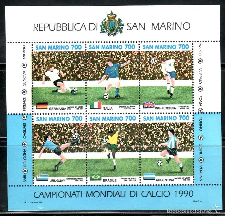 Briefmarken: SELLOS DEPORTES FUTBOL. SAN MARINO 1990 HB 16