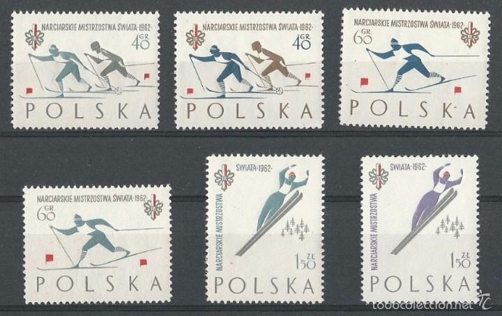 Selos: POLONIA 1962 - DEPORTES - SKI - YVERT N&ordm; 1157-1162**