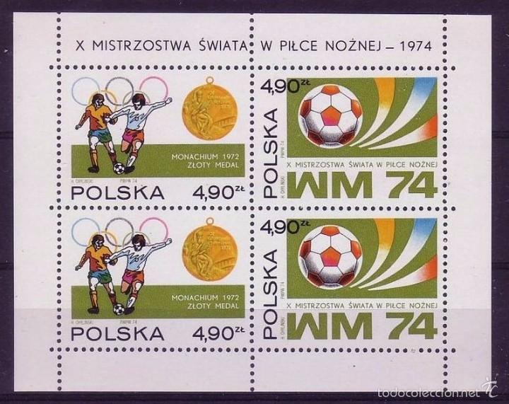 Sellos: POLONIA 1974 -FUTBOL CAMPEONATO DEL MUNDO ALEMANIA 74 - YVERT BLOCK N&ordm; 65