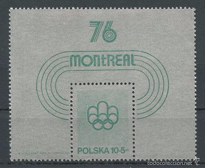 Selos: POLONIA 1975 - ANUNCIO DE LOS JJOO DE MONTREAL 76 - YVERT BLOCK N&ordm; 67