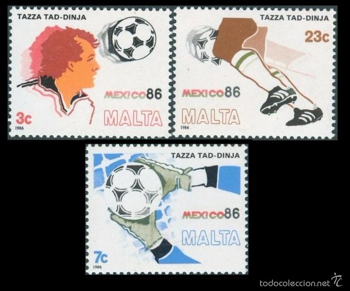 Selos: MALTA 1986 - MUNDIAL DE FUTBOL MEXICO 86 - YVERT N&ordm; 729-731