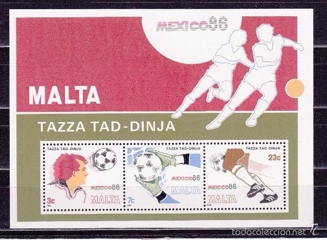 Selos: MALTA 1986 - MUNDIAL DE FUTBOL MEXICO 86 - YVERT BLOCK N&ordm; 9