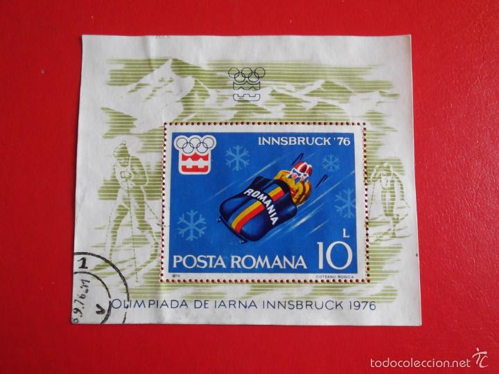 Sellos: Ruman&iacute;a. HB 123 JJ. OO. Innsbruck: Bobsleigh a dos. 1976. Sellos usados y numeraci&oacute;n Yvert