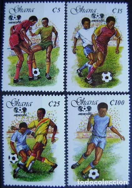 Timbres: GHANA - IVERT 914/17 NUEVA ** SIN CHARNELA - FUTBOL MEXICO 86 (S085)