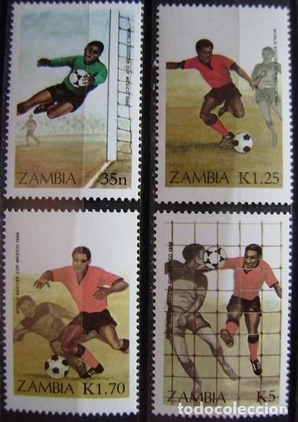 Timbres: ZAMBIA - IVERT 356/59 NUEVOS *** C. MUNDIAL FUTBOL MEXICO 86 (S104)