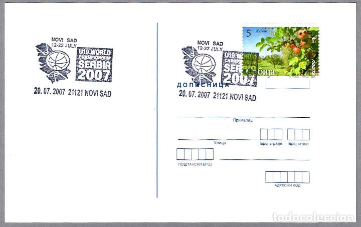 Timbres: Matasellos BALONCESTO - CAMPEONATO DEL MUNDO SUB 19 SERBIA. Novi Sab, Serbia, 2007