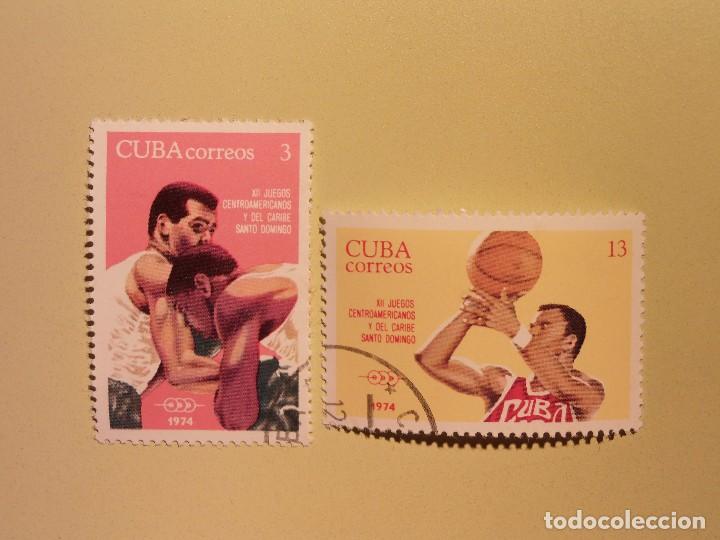 Timbres: XII JUEGOS CENTROAMERICANOS Y DEL CARIBE - SANTO DOMINGO 1974 - LUCHA Y BALONCESTO