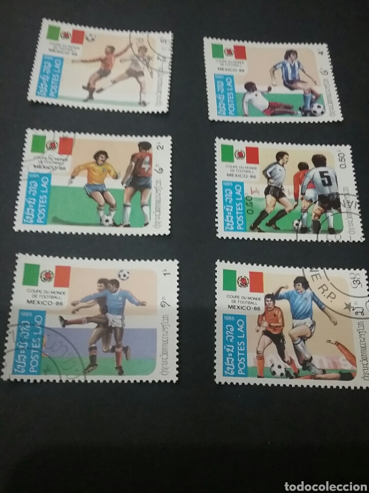 Sellos: Sellos de R Laos (Lao) matasellados. 1985. F&uacute;tbol. Mexico. Deportes.