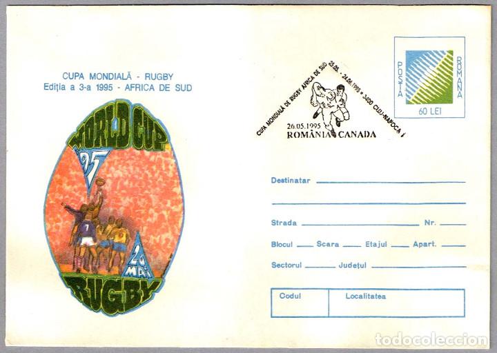 Sellos: Matasellos COPA DE MUNDO DE RUGBY1995 - SUDAFRICA - RUMANIA vs CANADA. Cluj Napoca 1995