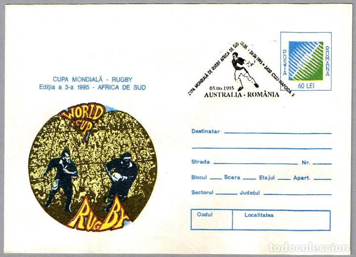 Sellos: Matasellos COPA DE MUNDO DE RUGBY1995 - SUDAFRICA - AUSTRALIA vs RUMANIA. Cluj Napoca 1995